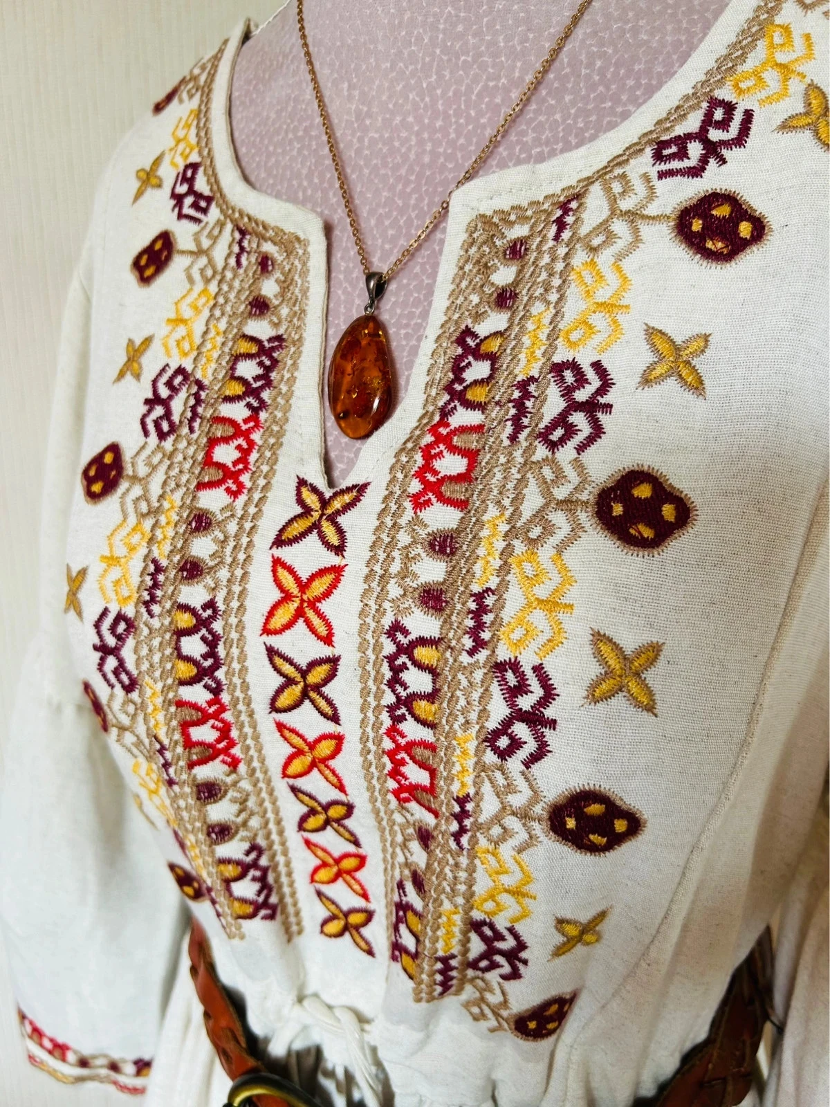 🧿🌿Vestido Bohème Folk Bordado de Istambul • Turkish Embroidered Maxi Dress S/36🌿🧿 – photo 12